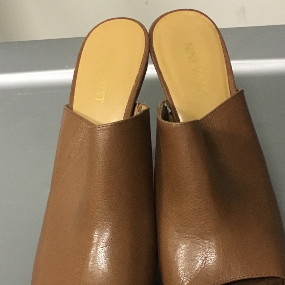 Nine West Camel Color High Heeled Slides. - image 2